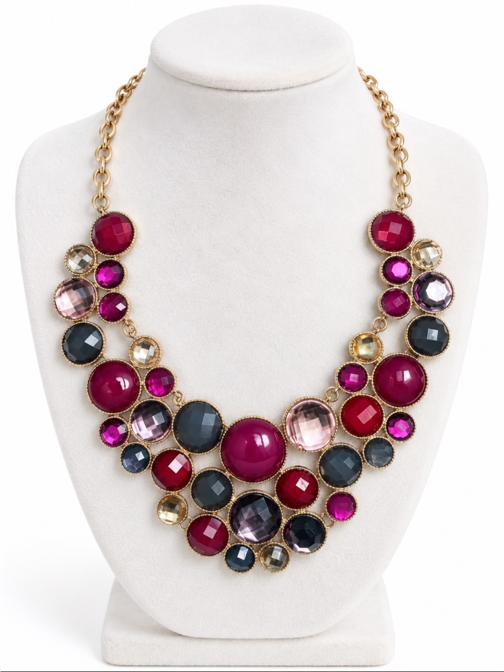 INC International Concepts Multicolor Faceted Gem Statement Bib Necklace